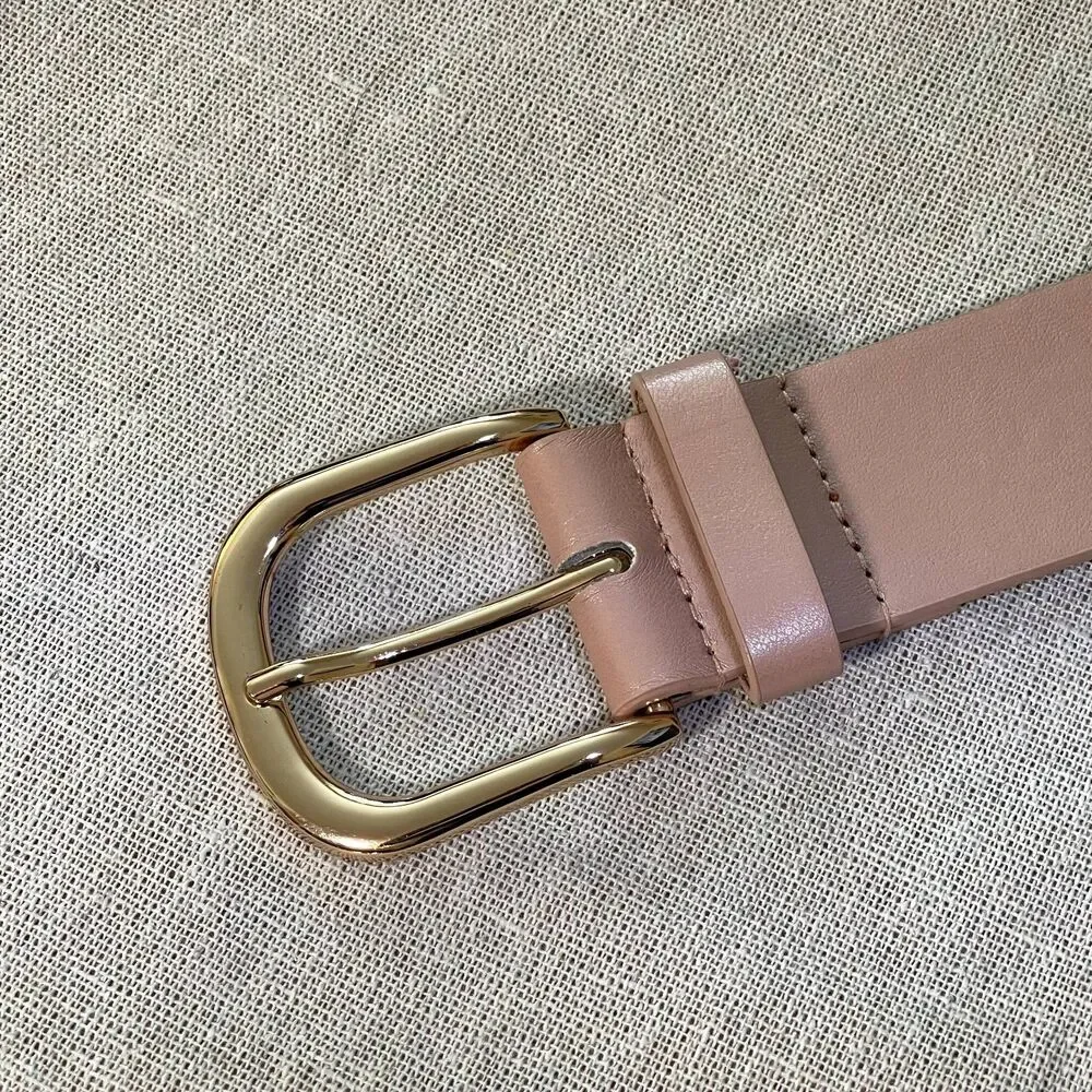 Blush Pink Vegan Leather Belt with Faux Pearl Studs ~39